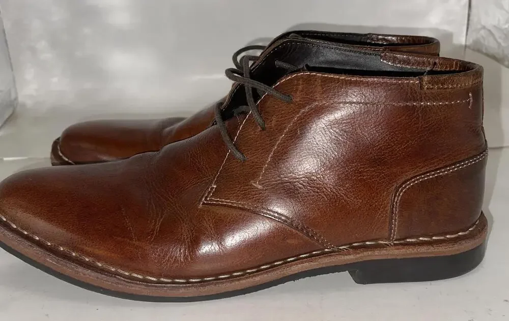 Steve Madden Chukka Boots Mens Size 8 Brown Leather Lace Up Casual P-IVON 982